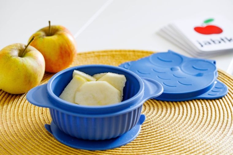 InnoGIO, GIOfresh, Sówka, silikonowa miseczka z pokrywką, niebieska