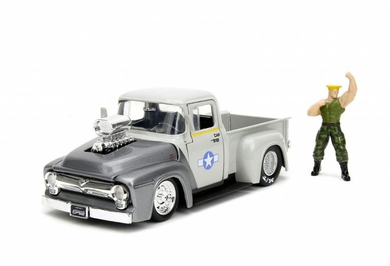 Jada Toys, Street Fighter, 1956 Ford Pick-up, model pojazdu z figurką, 1:24