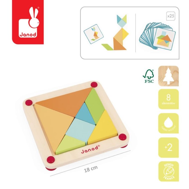 Janod, Essentiel, Tangram, drewniana układanka
