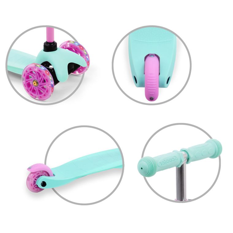 Kidwell, Uno, hulajnoga 3-kołowa LED, balansowa, mint