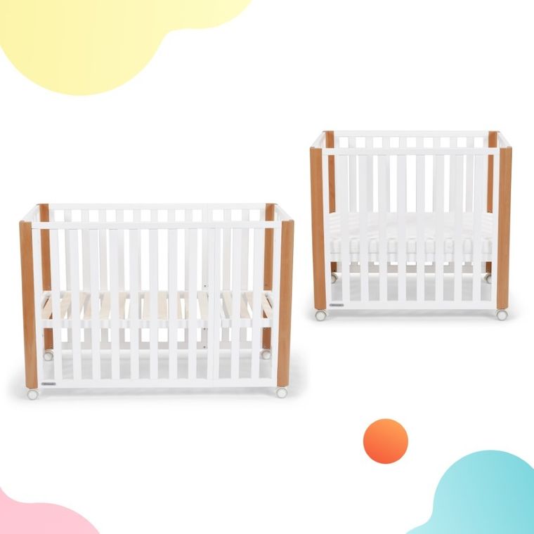 Kinderkraft, Koya, łóżeczko niemowlęce z funkcją kojca + materac, White