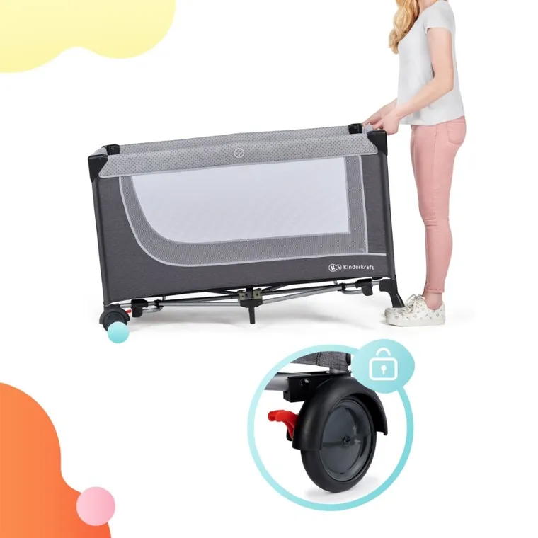 Kinderkraft, Leody, łóżeczko turystyczne, Grey