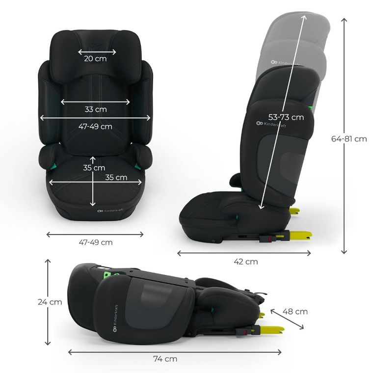 Kinderkraft, XPAND 2 PRO, i-Size, fotelik samochodowy, graphite black, 100-150 cm