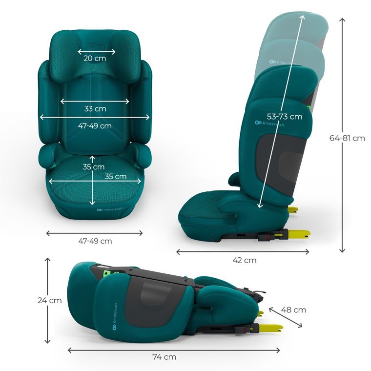 Kinderkraft, XPAND 2 PRO, i-Size, fotelik samochodowy, green, 100-150 cm