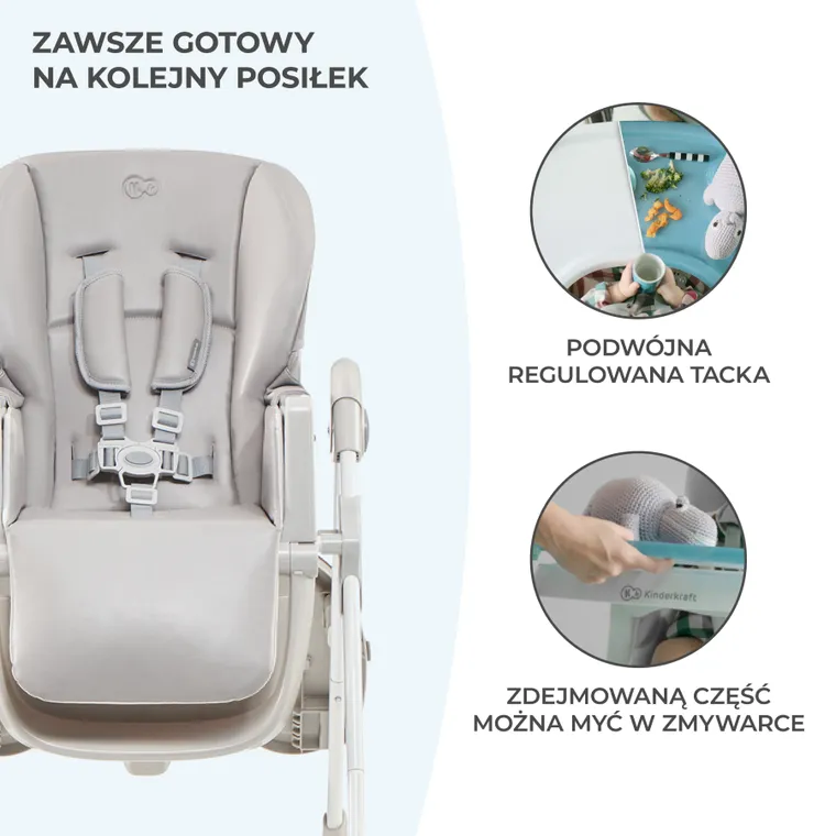 Kinderkraft, Yummy, krzesełko do karmienia, szare