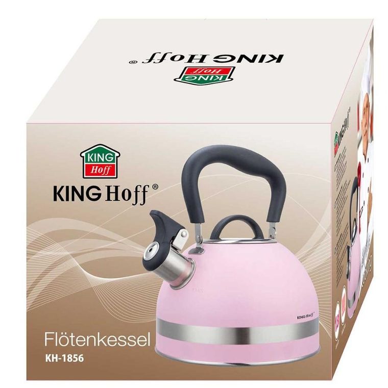 Kinghoff, czajnik, 1.8l z gwizdkiem, różowy