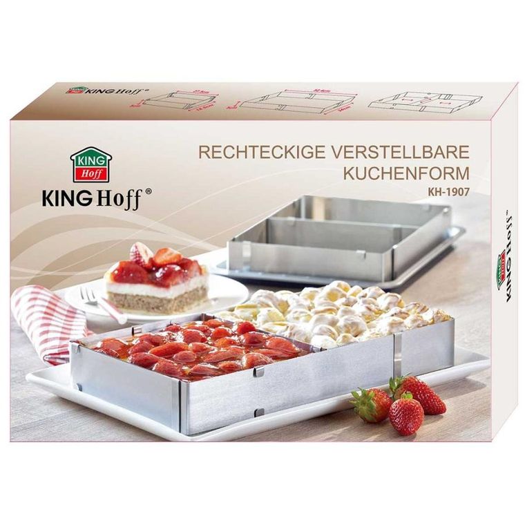 Kinghoff, forma regulowana, rant do ciast tortów, prostokątna