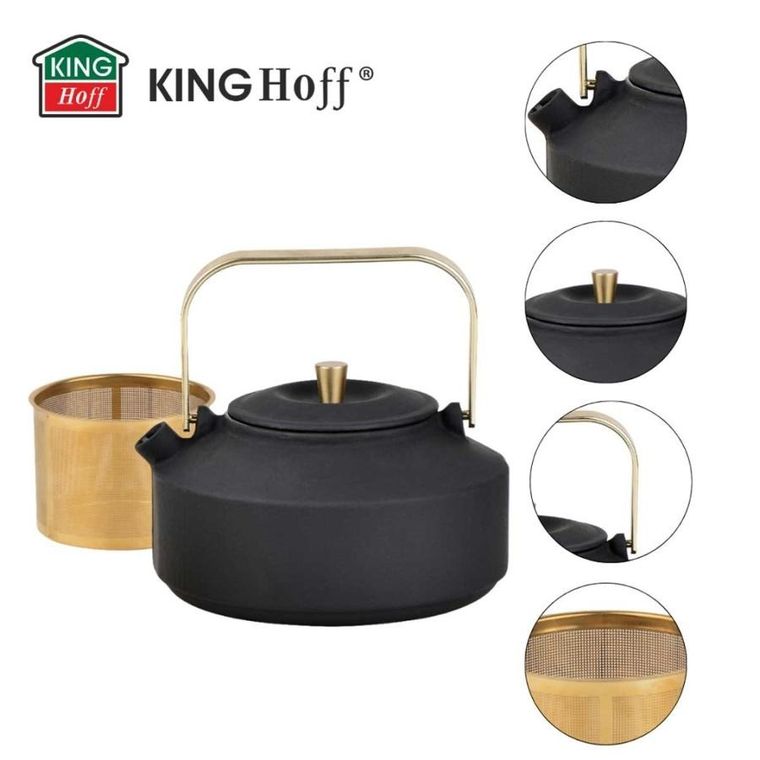 Kinghoff, zaparzacz żeliwny imbryk z filtrem, 1l