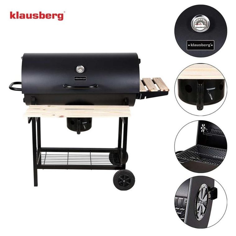 Klausberg, grill węglowy na kółkach z półkami, kb-9033