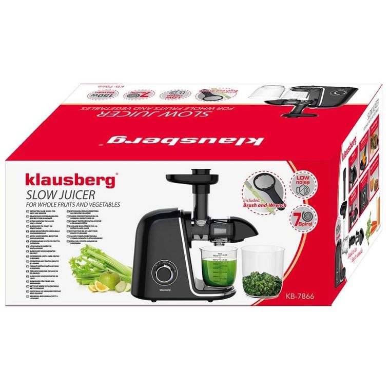 Klausberg, sokowirówka, wyciskarka wolnoobrotowa, czarna, KB-7866