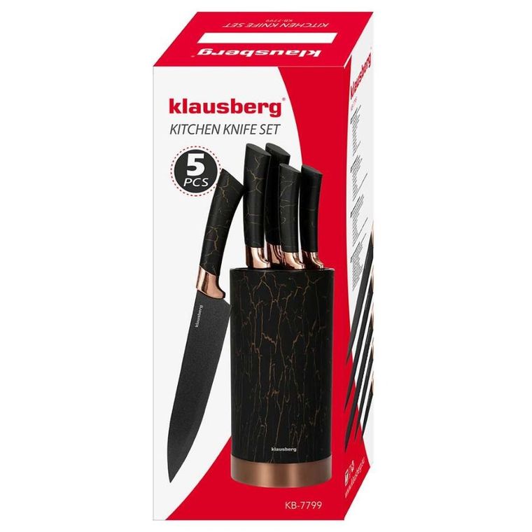 Klausberg, zestaw noży kuchennych na stojaku, 5 szt.