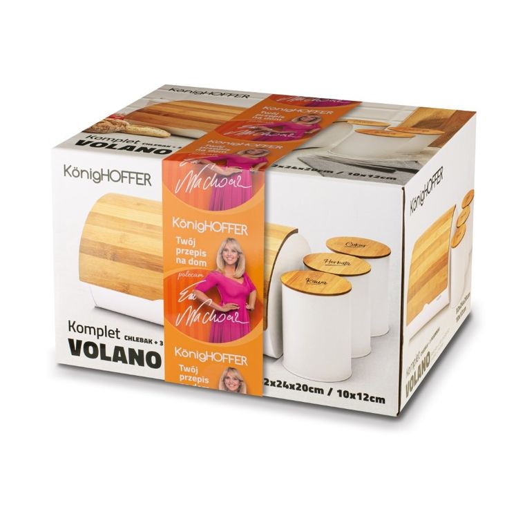 Könighoffer, Volano, chlebak metalowy z 3 pojemnikami, biały