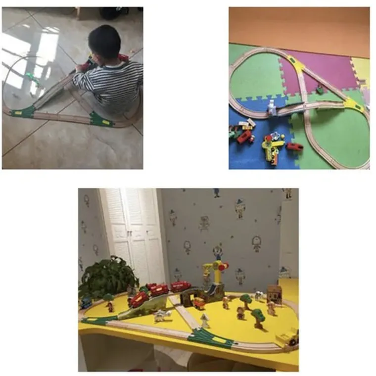 Kruzzel, drewniana kolejka z torem i figurkami, 3,2m