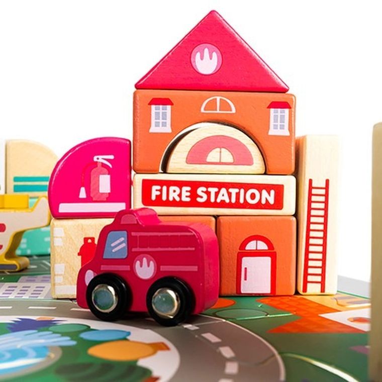 Kruzzel, miasto, klocki drewniane, 115 szt.