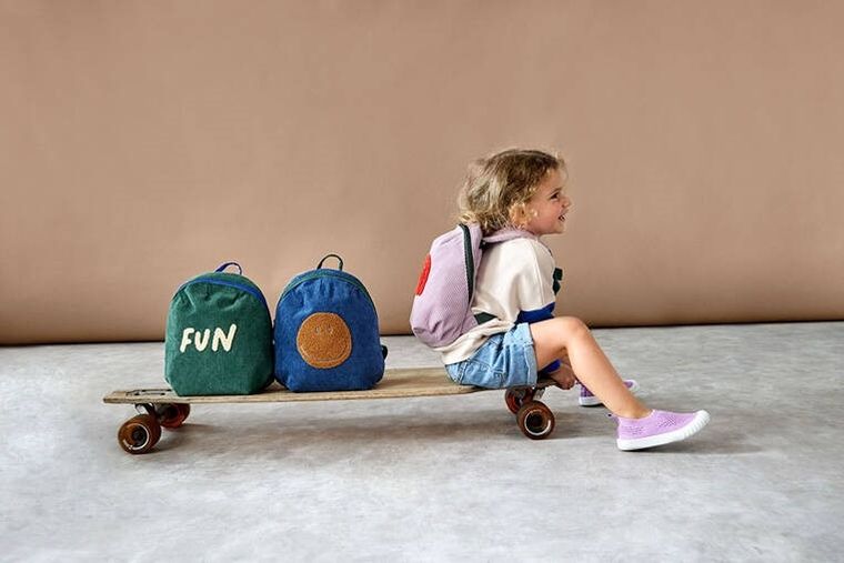 Lassig, Little Gang, Rainbow, plecak dla przedszkolaka, sztruks, lilac