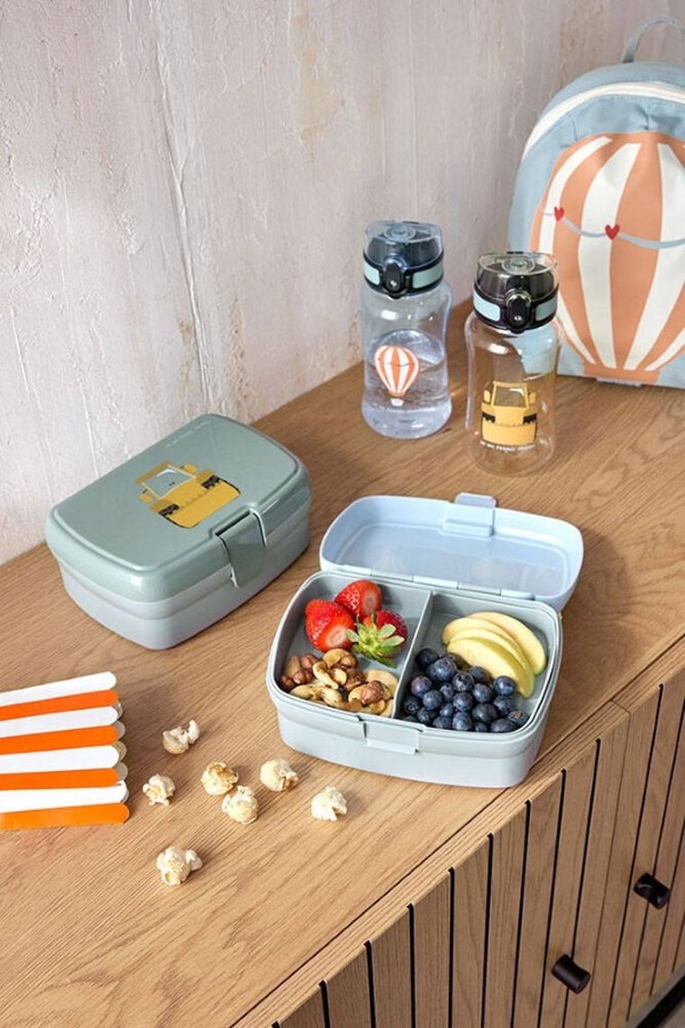 Lassig, Tiny Drivers, lunchbox + bidon, tritanowa butelka, 460 ml, Spychacz