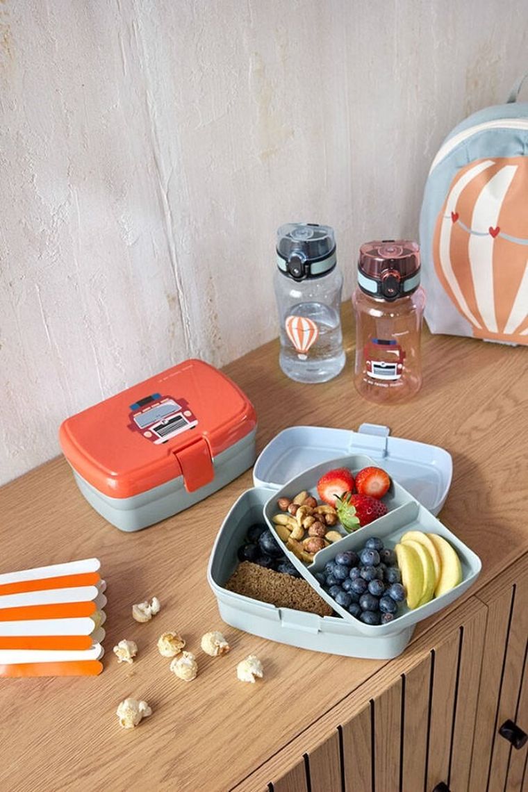 Lassig, Tiny Drivers, lunchbox + bidon, tritanowa butelka, 460 ml, Wóz strażacki