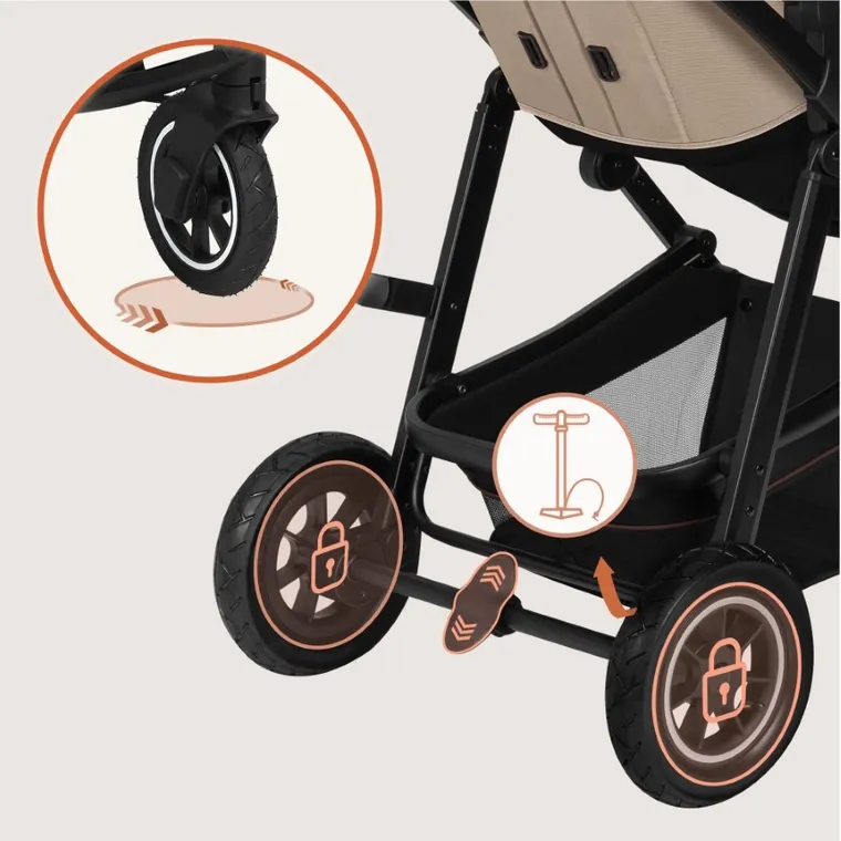Lionelo, Amber Plus, wózek wielofunkcyjny z fotelikiem, 3w1, Beige Sand