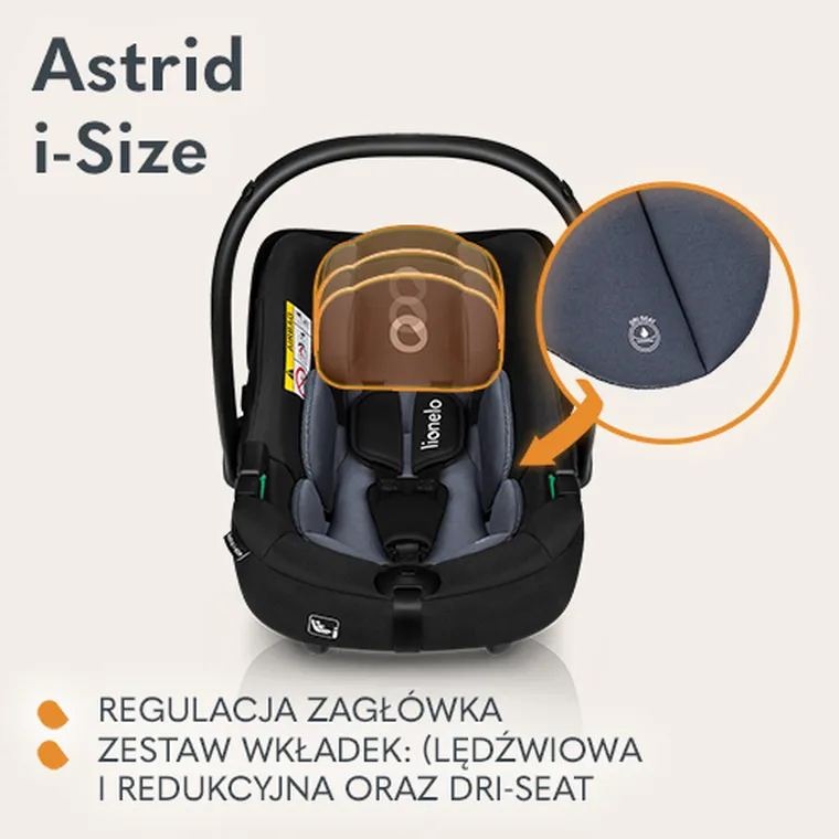 Lionelo, Astrid, I-size, fotelik samochodowy, Black Grey, 40-87 cm
