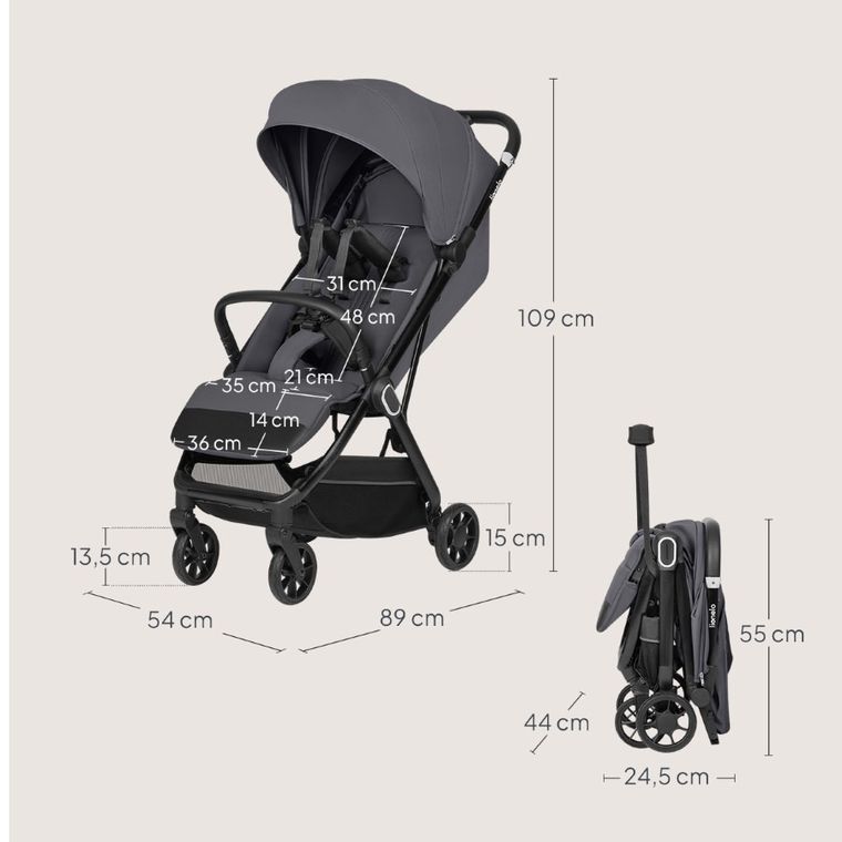 Lionelo, Bess, wózek spacerowy, grey stone