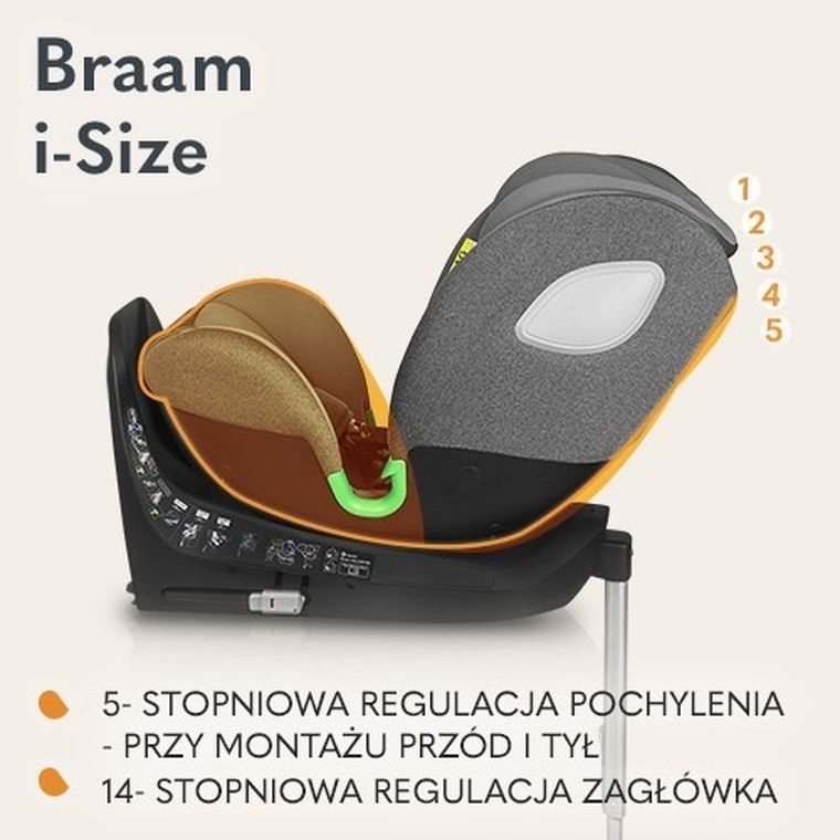 Lionelo, Braam, fotelik samochodowy, 40-150 cm, Grey Stone