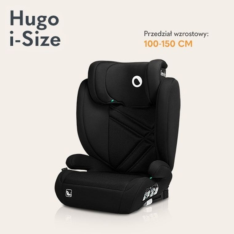 Lionelo, Hugo, I-size, fotelik samochodowy, Black Carbon, 100-150 cm