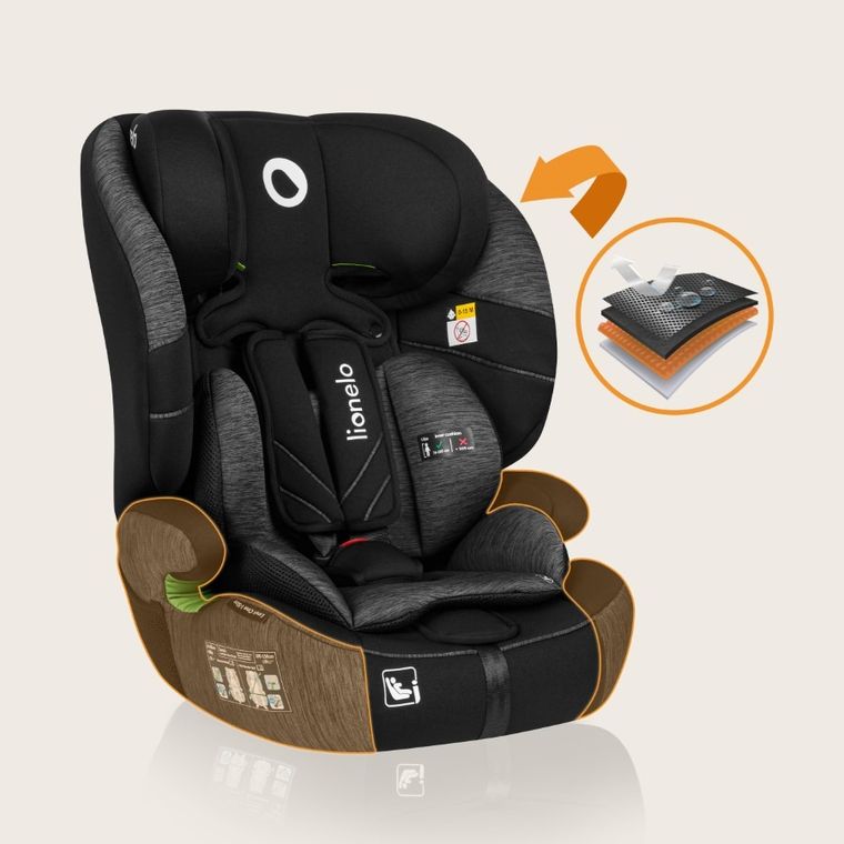 Lionelo, Levi One I-Size, fotelik samochodowy, Black Grey, 76-150 cm