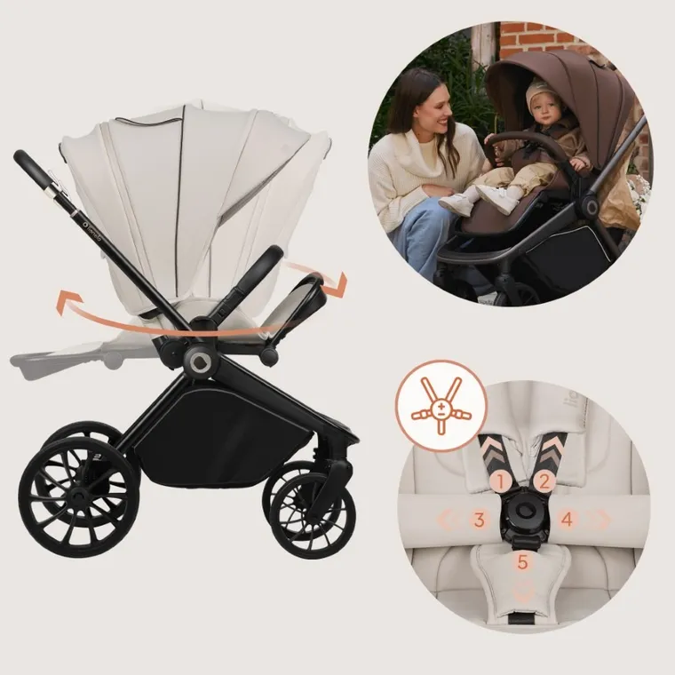 Lionelo, Mika Plus, wózek wielofunkcyjny, 3w1, Beige Sand