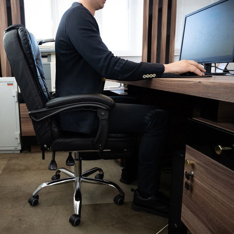 Malatec, fotel biurowy z podnóżkiem, czarny, 26195