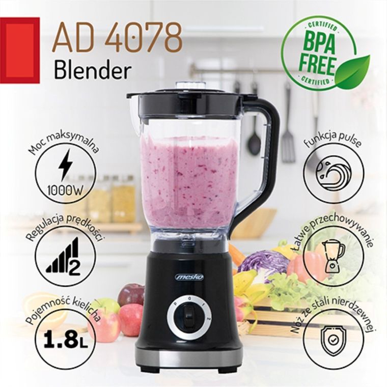 Mesko, blender kielichowy, MS 4079, black