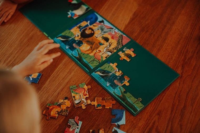 Mudpuppy, Safari & Dżungla, puzzle magnetyczne, 2w1, 20 elementów