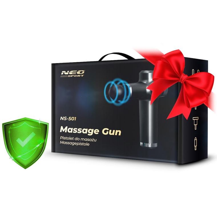 Neo-Sport, pistolet do masażu ciała 8 nakładek, czarny, NS-501