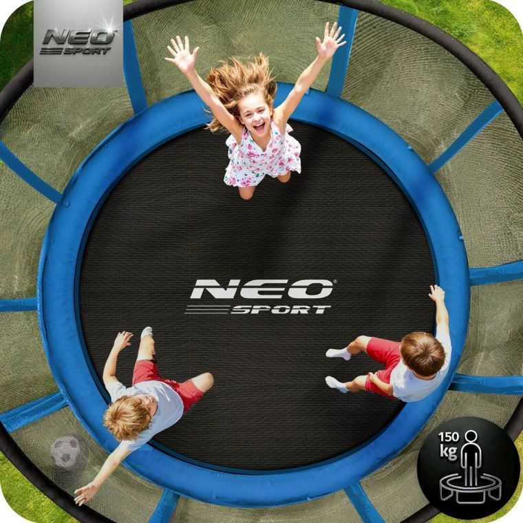 Neo-Sport, trampolina ogrodowa z siatką zewnętrzną i drabinką, 10ft/312 cm