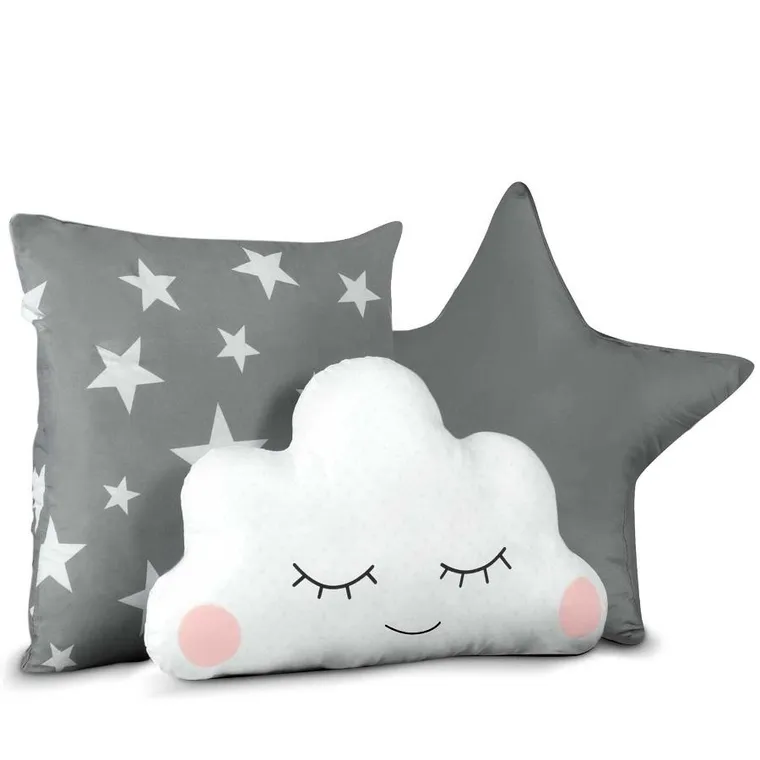 Nukido, namiot tipi dla dzieci z girlandą i światełkami, szary w gwiazdki