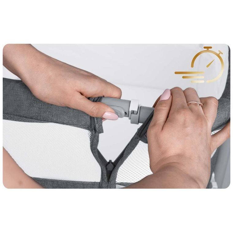 Nukido, NK-243, łóżeczko turystyczne składane, dostawka, ciemny szary