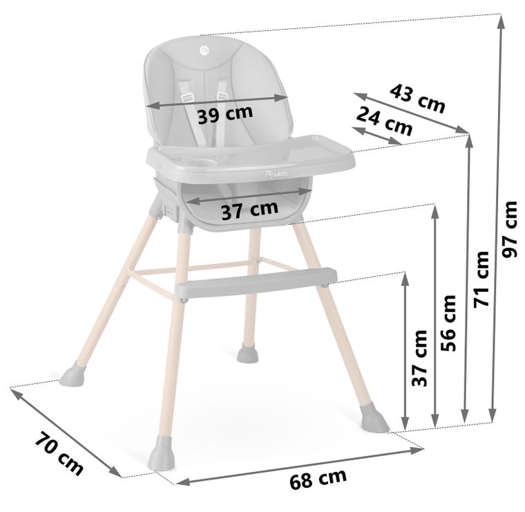 Nukido, Tilo, krzesełko do karmienia, szare