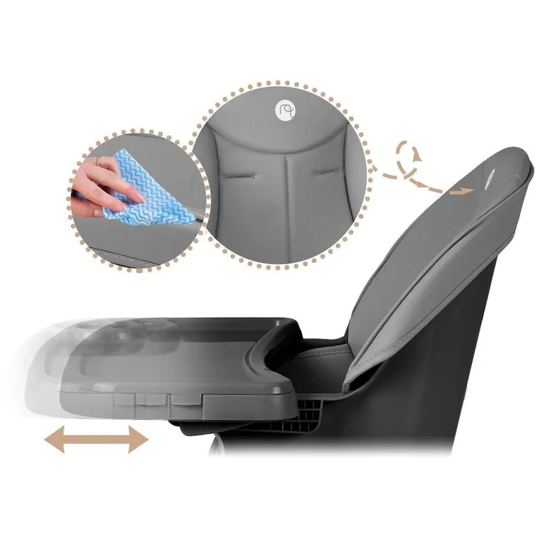 Nukido, Tilo, krzesełko do karmienia, szaro-czarne