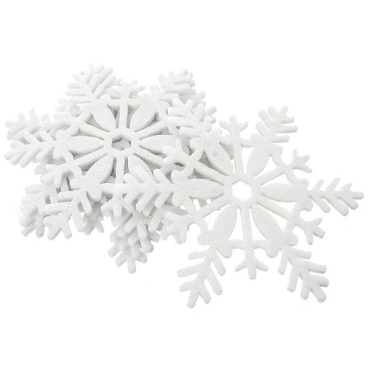 Orion, podstawka pod kubek, filcowa, biała płatek śniegu, 6 szt., 13.5 cm