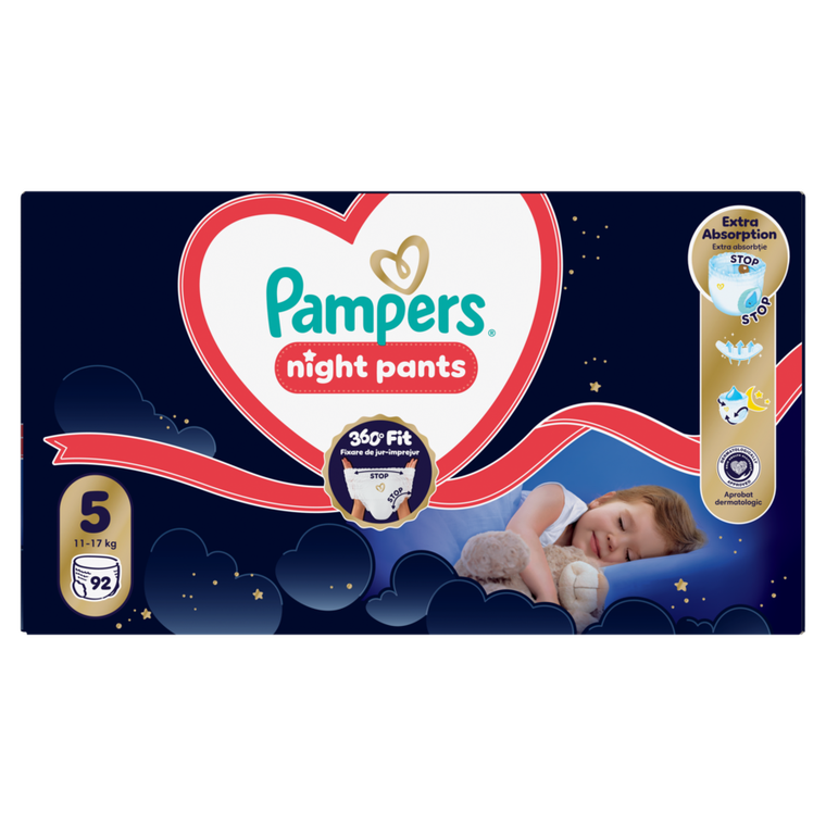 Pampers, Night, pieluchomajtki, rozmiar 5, 11-17kg, 92 szt.