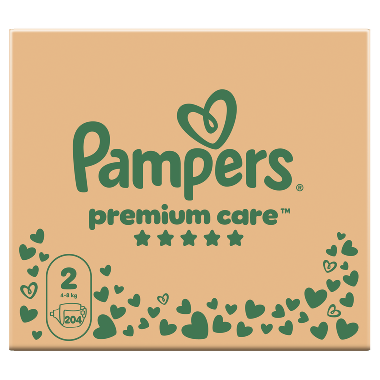 Pampers, Premium Care, pieluchy jednorazowe, rozmiar 2, 4-8kg, 204 szt.