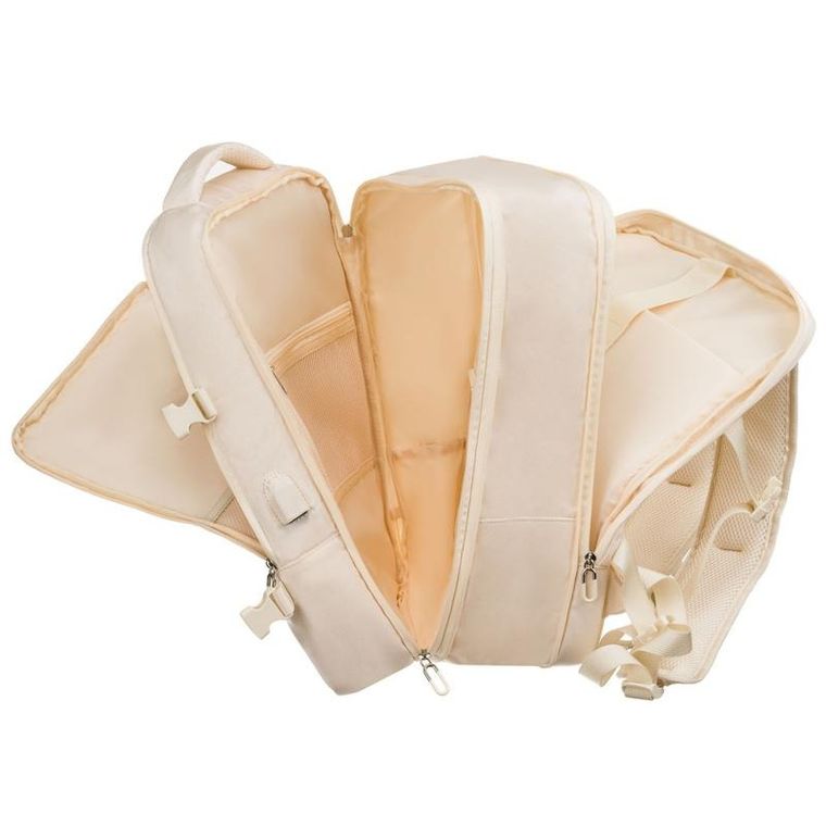 Peterson, plecak podróżny z siatkowaną przegrodą i paskami kompresyjnymi, ecru