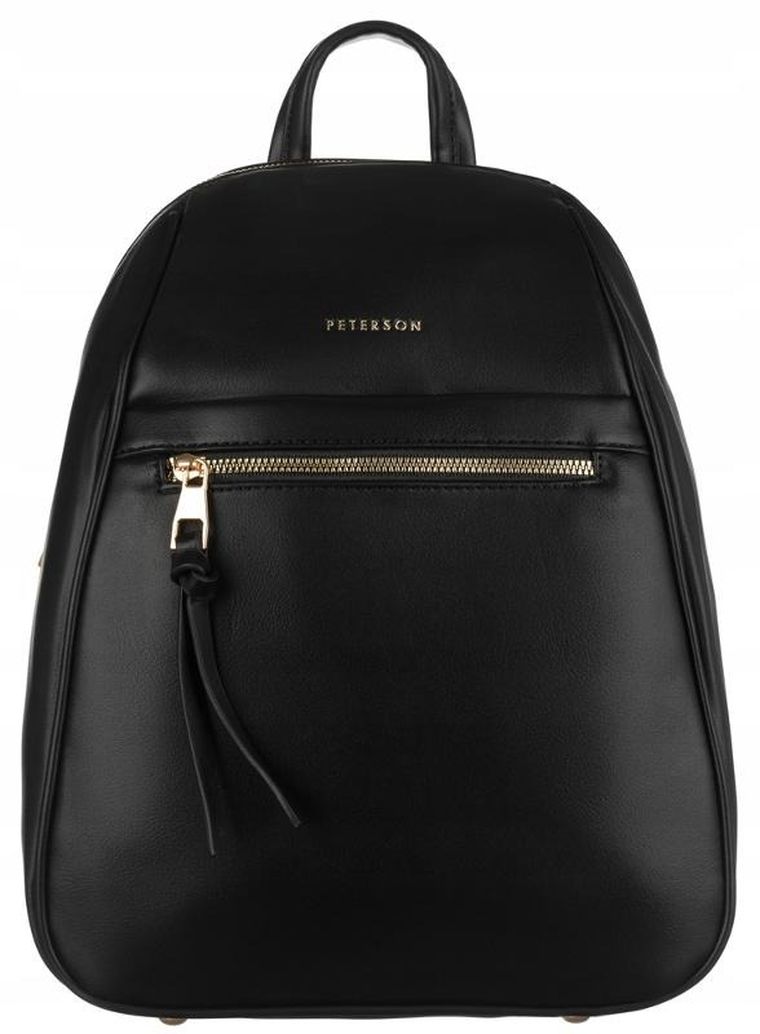 Plecak, czarny, skóra ekologiczna, Peterson