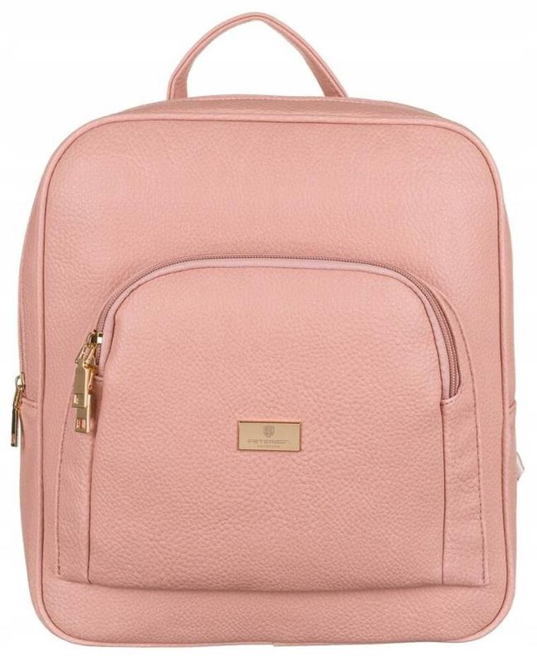 Plecak damski, różowy, skóra ekologiczna, Peterson