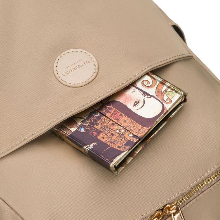 Plecak miejski, beżowy, skóra ekologiczna, Peterson