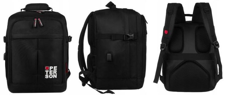 Plecak podróżny, bagaż podręczny do samolotu, USB, Peterson