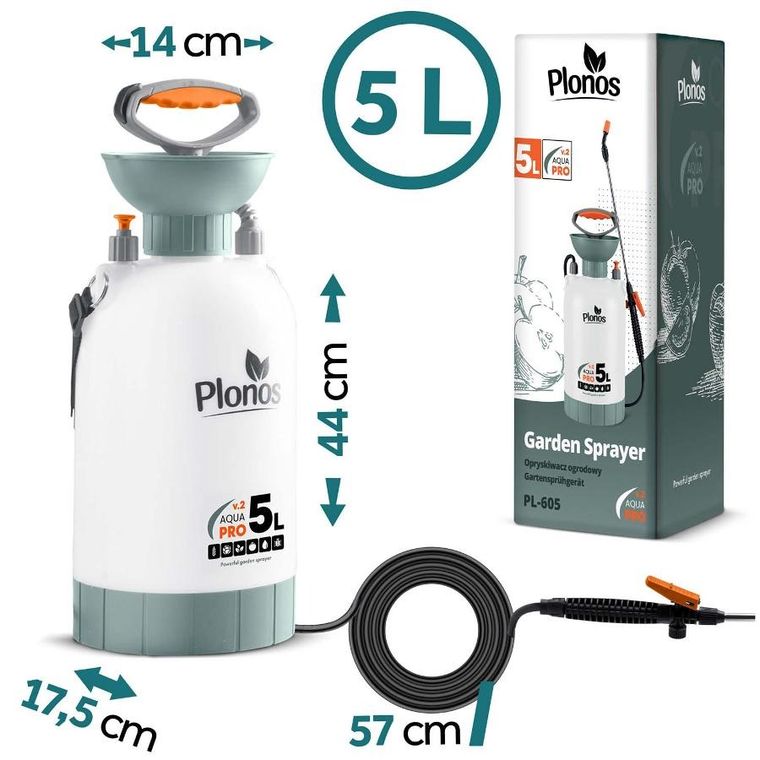 Plonos, opryskiwacz ciśnieniowy, ręczny, 5l