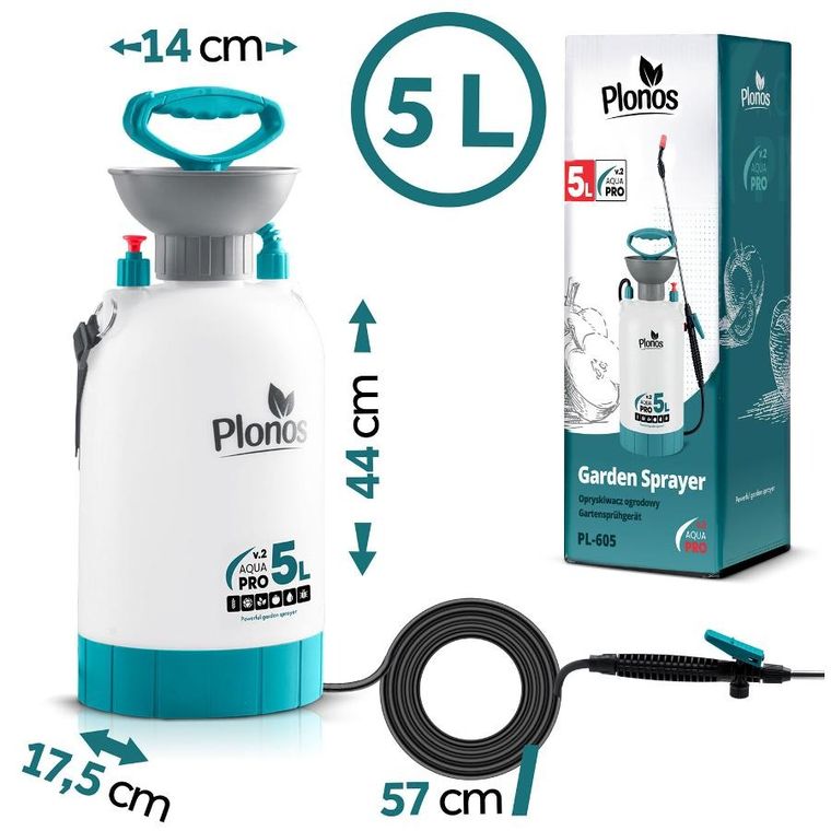 Plonos, opryskiwacz ciśnieniowy, ręczny, 5l