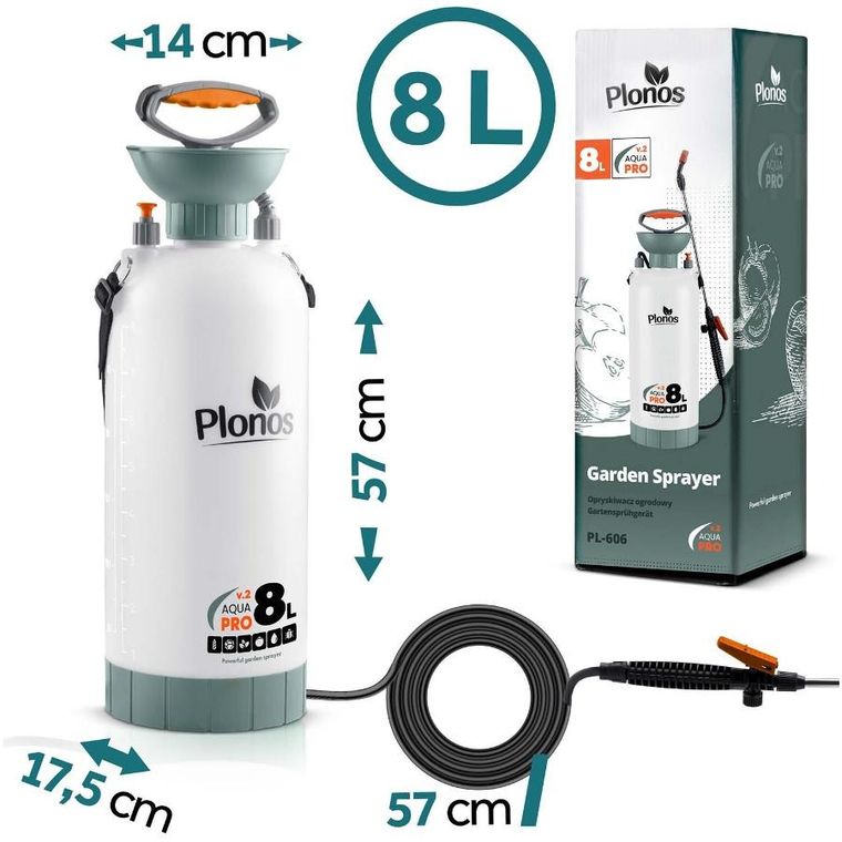 Plonos, opryskiwacz ciśnieniowy, ręczny, 8l