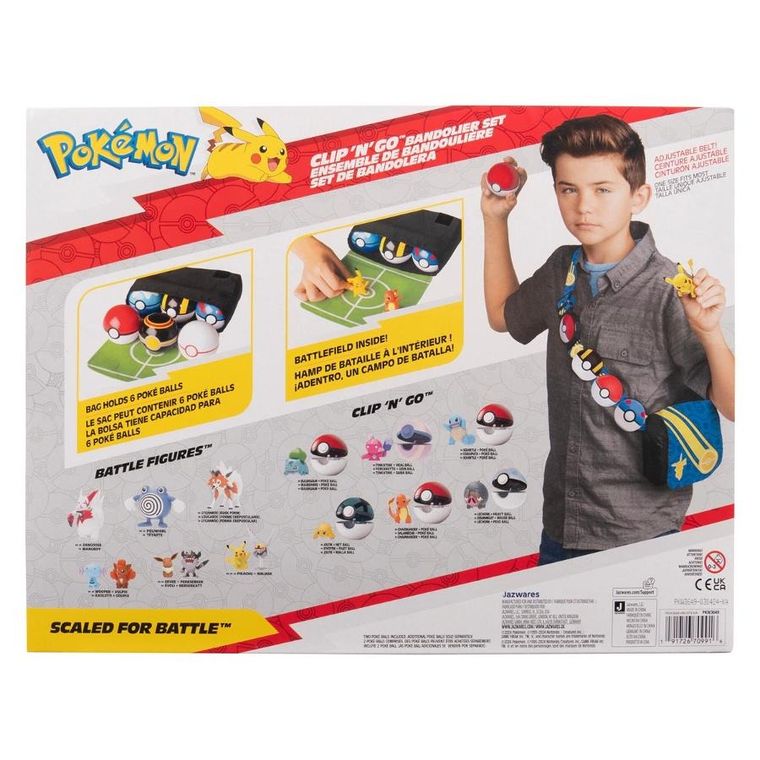 Pokemon, Clip 'N' Go Bandolier Set, Pikachu, pas trenera, zestaw z torbą i figurką