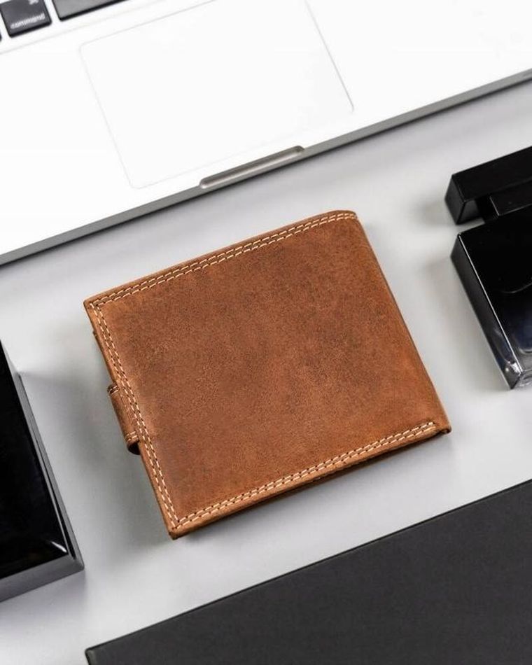 Portfel, brązowy, skórzany, Always Wild